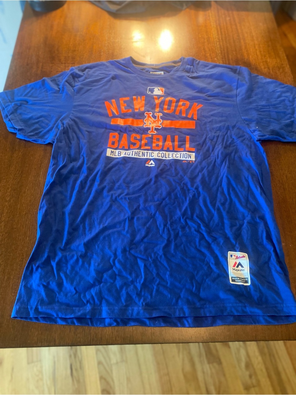Majestic New York Baseball T‑Shirt - Royal Blue with Orange Logo